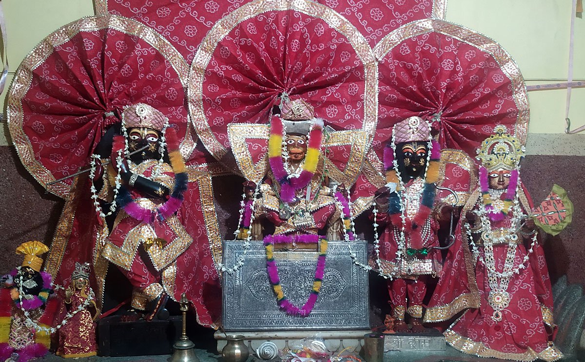 Ancient Nrisimha Idol with Shri Sita Ram Ji and Lord Krishna at Shri Radha Damodar Ji Temple